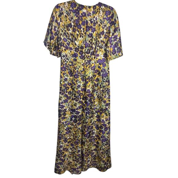 J. McLaughlin Giovanna Silk-Blend Maxi Dress Women's 6 Floral Flutter Sleeve - Picture 2 of 8